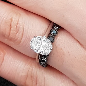 Non-Halo Delicate Pave Band Engagement Ring